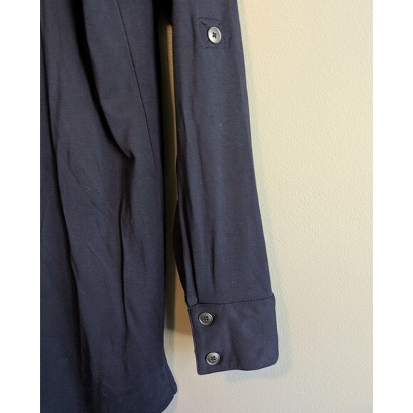J.Jill Size Small Button Up Top Womens Stretch Navy Blue Shirt S Long Sleeve - Picture 4 of 5